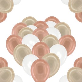 Premium Balloons, Rose Gold, Peach, Pearl White, Metallic, Helium Balloons, Set of 50, 32 cm, Extra Tear-Resistant, Metallic, for Party, Wedding, Stag/Hen Party Decoration, 100% Latex