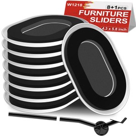 Upgrade Furniture Sliders, Furniture Sliders for Carpets, Oval Moving Pads with 8 PCS 5.8 * 4.3" Carpet Sliders+1 Lifter, Furniture Moving Sliders for Easy Move Bed Tables Cabinet, Protect Carpets