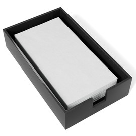 Tihau Acrylic Guest Towel Napkin Holder, Black Bathroom Paper Hand Towels Storage Tray, Disposable Paper Towel Holder for Bathroom, Kitchen, Parties, Weddings, and Various Events