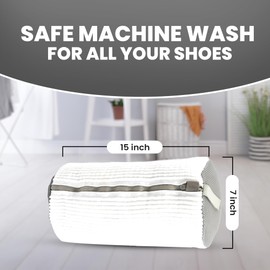 Shoe Washing Machine Bag - 2Pcs Reusable Durable Sneaker Washing Bags, 360° Deep Clean, Zippered Laundry Bag for Washing Machine, Adjustable 2 Pair Shoe Trees, Fits All Shoe Types & Sizes (White)