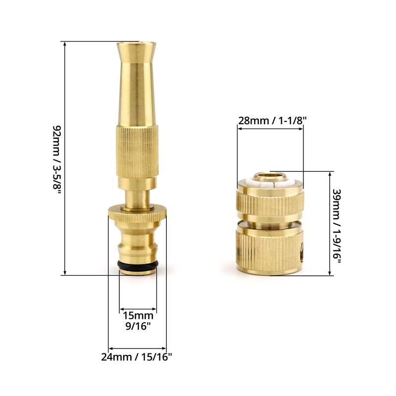 QWORK Brass Garden Hose Nozzle, 1/2 Inch Quick Connection Garden