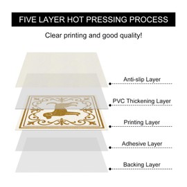 HOMETITUTE 10PCS 12x12 Inch Golden Dog Silhouette Baroque Pattern Floor Tiles Peel and Stick Removable Self Adhesive DIY Vinyl Flooring Stickers for Kitchen Bathroom Living Room Entryway Home Decor