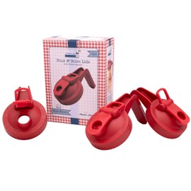 Cherry Red Pour & Store Pitcher Lid with Handle for Mason Jars (3 Pack Wide Mouth)