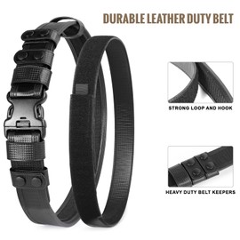 VISMIX Leather Duty Belt Police 2" Hook Lining Basketweave Leather Duty Belts Law Enforcement w/1.5" Loop Inner Belt with Buckle and 6 Belt Keepers for Law Enforcement Officers (40-45")