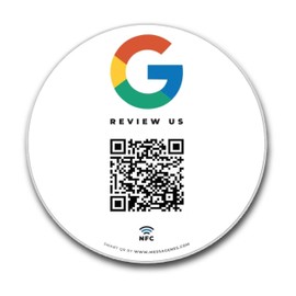 MESSAGENES Google Sticker with QR and NFC | Signs Rating NFC and QR Code | 1 Round Unit | Google Review | Ratings in 1 Click | Increases Ratings in Google Your Business