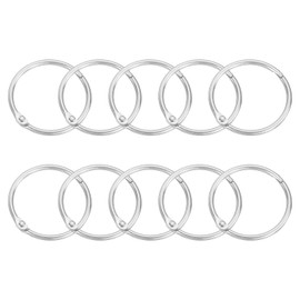 sourcing map Shower Curtain Rings,12pcs - Carbon Steel Round Snap Shower Curtain Hooks, 1.5 Inch Loose Leaf Binder Rings for Shower Curtain Rods (Silver)