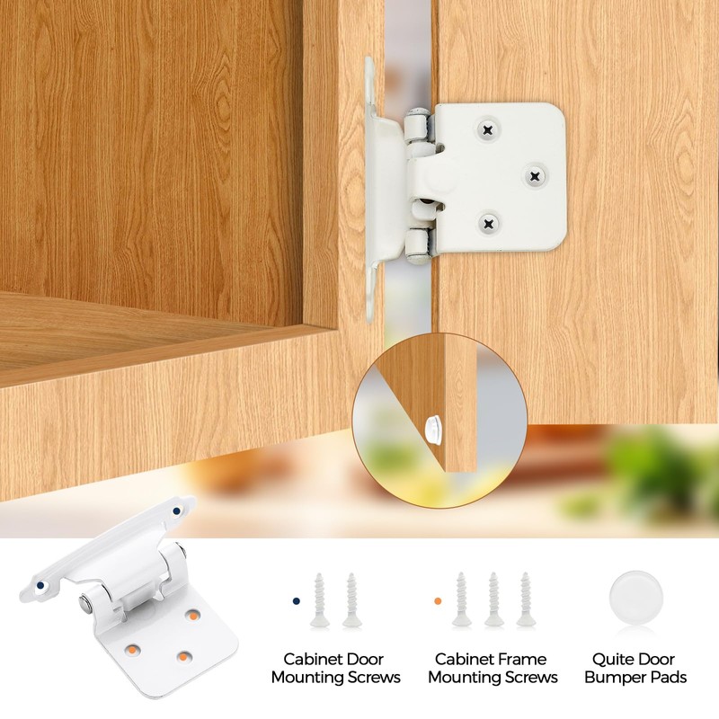Home Expert 20 Pack (10 Pairs) White Cabinet Hinges for