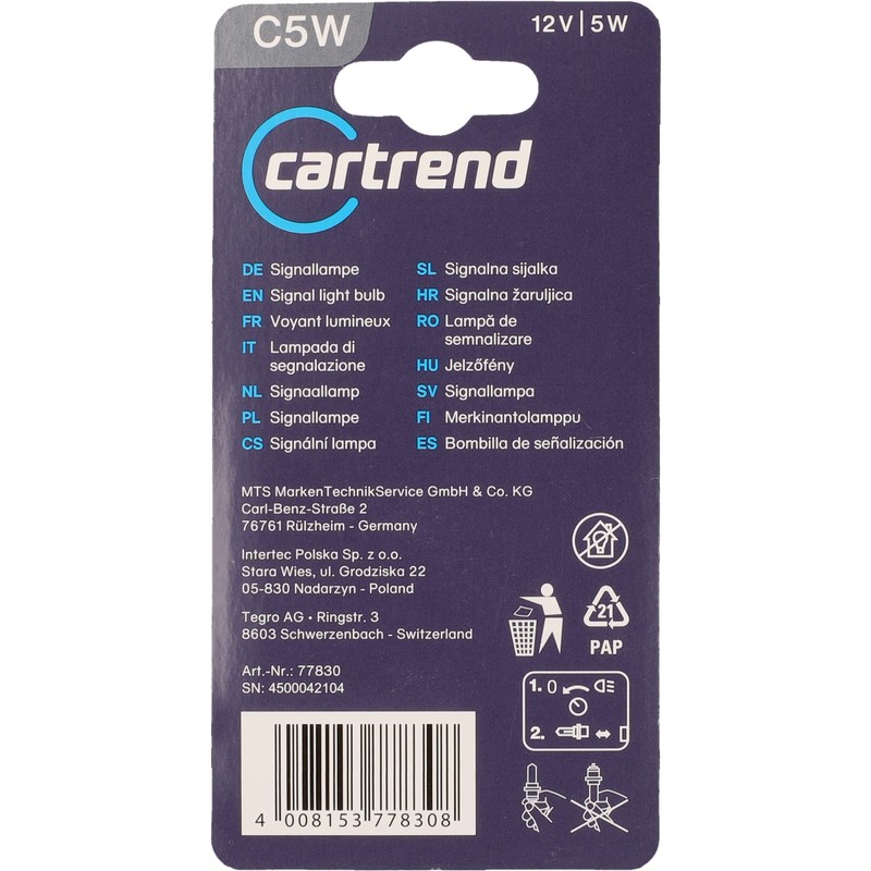 cartrend C5W Festoon Lamp 2x