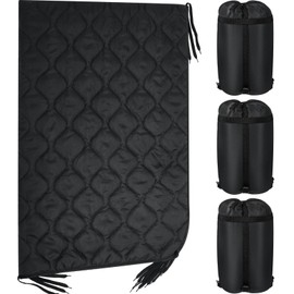 Barydat 3 Pack Woobie Military Poncho Liner 80 x 60 Inch Wobbie Waterproof Blanket Thermal Poncho Liner with Compression Carry Bag Camping Blanket for Outdoor Camping Hunting Hiking Picnic(Black)