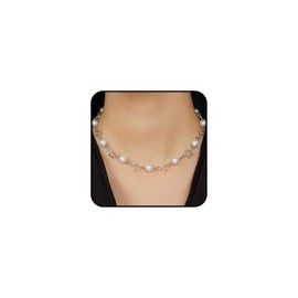 Star Pearl Choker Necklaces, Adjustable Bohemian Beaded Hollow Chain Necklaces, Dainty Y2k Charm Statement Jewelry Gifts for Women Teen Girls (White)