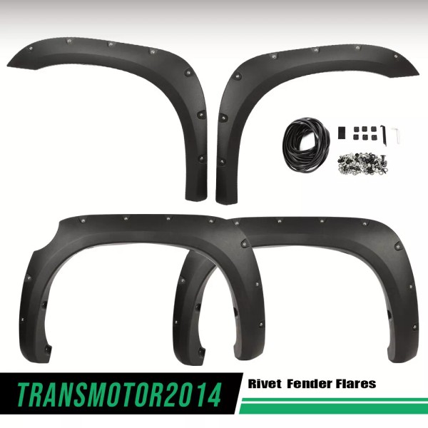 transmotor2014 4Pc Fender Flares Textured Pocket Rivet Style Fit For