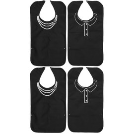 DOITOOL 4 Pack Patient Clothes or Anti-Oil Cloth Washable Black Feeding Practical Bibs Disabled Food Safe Lunch Easy Saliva for Eating Men Portable, Black - Pack of 2