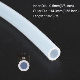 MECCANIXITY 3.3ft Clear Silicone Rubber Tubing 3/8" ID Plastic Tube Flexible Air Hose for Brewing, Wine Making, Pump Siphon, 9.5mm x 14.3mm, with 2pcs Clamps