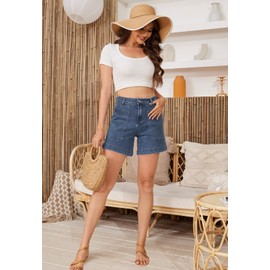 Metietila 2024 Summer Denim Shorts for Women Stretch Raw Hem Jean Shorts Medium