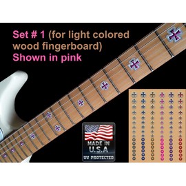 Chopper Cross Guitar Fret Markers (90 Peice Set) Pick from 3 Sets Vinyl Decals Stickers for Guitar Musical instament Gibson Harmony Fender ESP Ibanez Jackson & All Other Guitars (Light Set 1)
