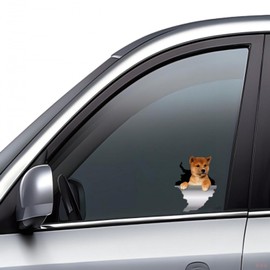 Car Sticker 22 cm (8.7 Inch) Shiba Inu Sticker 3D Ripped Reflective Car Sticker Funny Shiba Inu Car Sticker Pet Dog Waterproof Sticker Bumper Sticker Funny Decor
