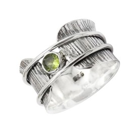 JEWELSTREZORO Peridot Edelstein Spinnerring 925 Sterling Silber Spinner Männer & Frauen Meditationsring Alle Größen Handarbeit Jewerly TSR156B_69 (22.0)