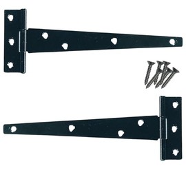 Keypak 2 Pack 350mm (14") T-Hinges Black Japanned, Metal Tee Hinges with Rustproof Coating, Ideal for Barn Doors, Garage Doors, Sheds & Wooden Gates
