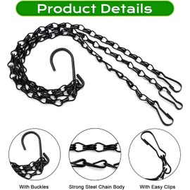 5 Pack Hanging Basket Chains, 16" Heavy Duty Metal Hanging Basket Chains 3 Point, Adjustable Chains for Hanging Baskets with 3 Clip Hooks, Super Load-Bearing, Galvanised No Rust for Years of Use