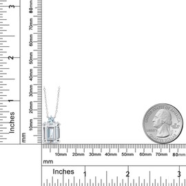 Gem Stone King 925 Sterling Silver Sky Blue Aquamarine Necklace Set with Moissanite (7.55 Cttw)