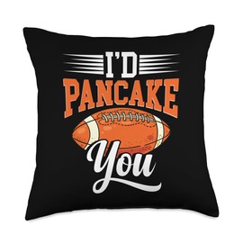 Football Lineman Gloves Men Gear and Acccessories Offensive Lineman Pancake American Football Player Cleats Throw Pillow, 18x18, Multicolor