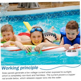 Ionizador de Piscina, ionizador de Piscina Solar con luz, Pincel y Papel Prueba, Reduce el Cloro para Agua 35, 000Gal, previene Agua turbia, Sistema purificador al Aire Libre, para