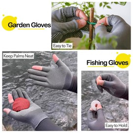 4 Pair High Dexterity Nylon 13 Gauge Knit Glove with PVC Dots-Lightweight Open Finger Glove Design Breathable Fingerless Gloves for Fishing/Cycling/