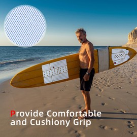 Abahub 9 Piece EVA Surfboard Deck Traction Pads with Kicker for Stomp Skimboards, Surf Boards, Funboard, Fish Board, White