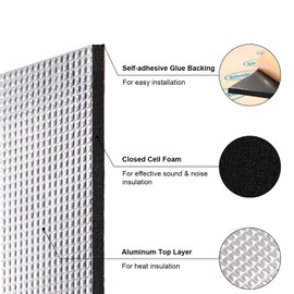 Abahub 236 mil 16 sqft Car Sound Deadener Hood Firewall Heat Shield Insulation Pad Automotive Sound Deadening Mat Aluminum Roll 59"x39"