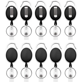 Ujoy 10pcs Carabiner Roll Clips with Belt Clip Card Holder Retractable Clips ID Card Holder Clips