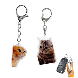 ZAYIO 2PCS Funny Cat Keyrings for Women, Cute Novelty Keychain Set, Small Keyring Charms for Handbag or Car Keys, Unique Holiday Daily Accessory for Friends, Birthday Present for Her or Teen Girls