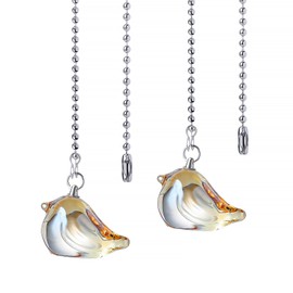 LONGSHENG - SINCE 2001 - 2 Pack Ceiling Fan Pull Chain, 20 inch Ceiling Pulls Extension Chains with 4 Connectors,Champagne Glass Bird Ornament Pull Chains