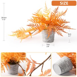 2 Pack Fall Fake Ferns Potted Artificial Ferns for Outdoors,Autumn Fake Greenery Potted Plants for Home Bathroom Farmhouse Room Coffee Table Centerpieces Decoration