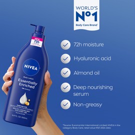 NIVEA Essentially Enriched Body Lotion - 48 Hour Moisture For Dry to Very Dry Skin - 16.9 oz. Pump Bottle (Pack of 2)
