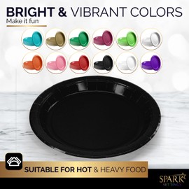 Amcrate Paper Dinner Plates Black, 8 1/2 Inches Paper Plates Disposable, Strong and Sturdy Disposable Plates for Party, Dinner, Holiday, Picnic, or Travel Party Plates, Pack of 50