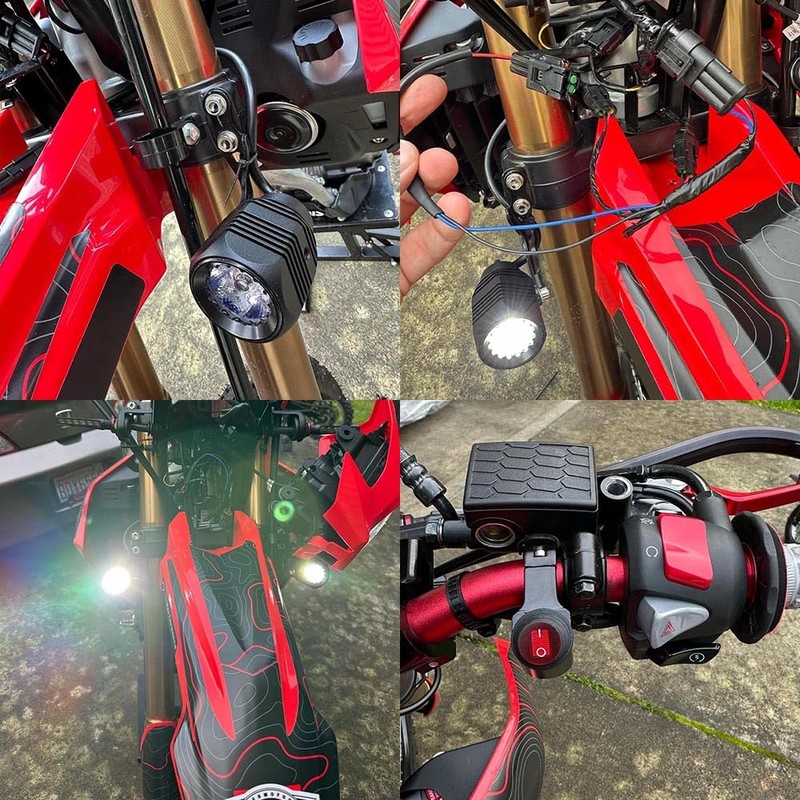 Fsdatongdazi Motorcycle LED Auxiliary Light Kit with Connector Mount Brackets