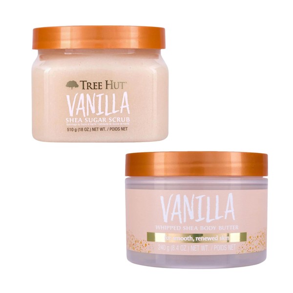 Tree Hut Vanilla Shea Sugar Scrub Bundled With Whipped Body Butter, New Scent Gift Set 2023, 26.4 Ounce beige
