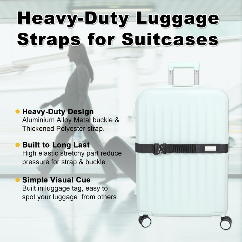 Vigorport Luggage Straps for Suitcases TSA Approved Suitcase Belt, Stretchable