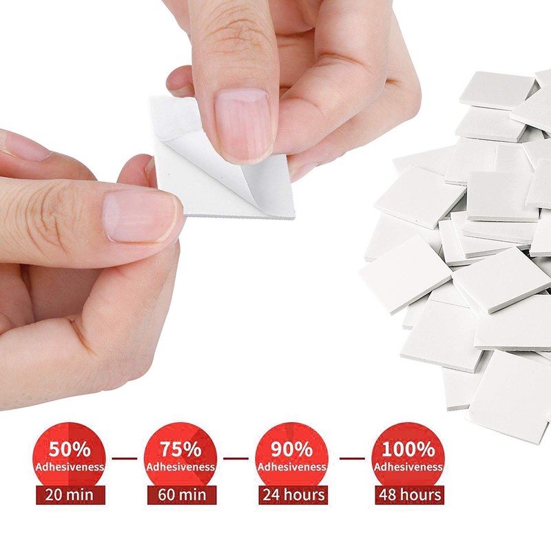 120 Pack Square Double Sided Foam Tape Strong Pad Mounting