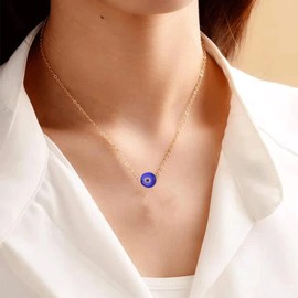 Evil Eye Necklace for Women Third Eye Mal De Ojo Kabbalah Protection Pendant Necklace for Girls Family Gifts (evil-C)
