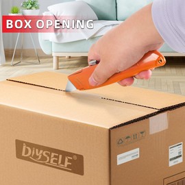 DIYSELF 30 Pack Box Cutter Heavy Duty Aluminium Shell Utility Knife | SK5 Steel Sharp Blade | Retractable Knife for Cutting Cartons, PVC Pipe Cutter (30, Orange)
