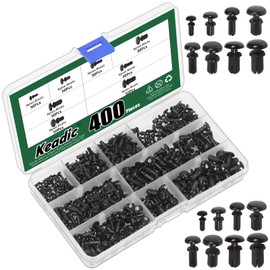 Keadic 400Pcs 8 Sizes Nylon Push-Type Bumper Fasteners Rivet Clips Assortment Set, Black PCB Circuit Panel Fasteners for Car Bumper Door Trim Interior Panels