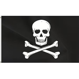 Skull Bones Flag 4x6 FT, Double Sided Pirate Jolly Roger Skull Flag with 2 Brass Grommets Durable Polyester Fiber.Indoor and Outdoor Flags (4x6ft)