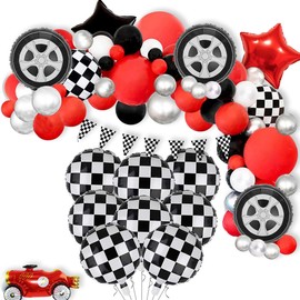 Checkered Balloons Checkered Flag Balloons 18 Inch, Black and White Checkered Balloons Race Car Balloons for Racing Birthday Themed Party Decoration 8 Pcs