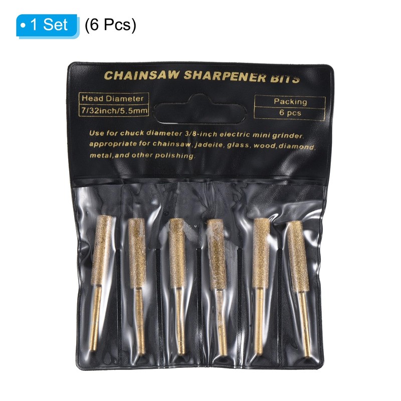 PATIKIL 7/32 Inch Diamond Chainsaw Sharpener, 6 Pack Titanium Plating