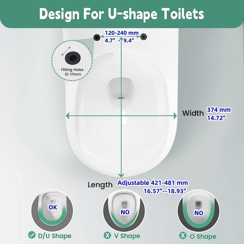 SADALAK D/U Shape Toilet Seat,Soft Close and Quick-Release for Easy