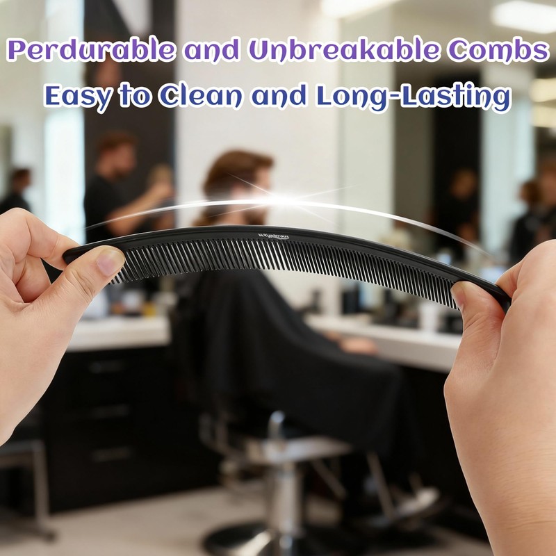 Professional Black Carbon Fiber Hair Cutting Comb，Fine Tooth Hair Barber
