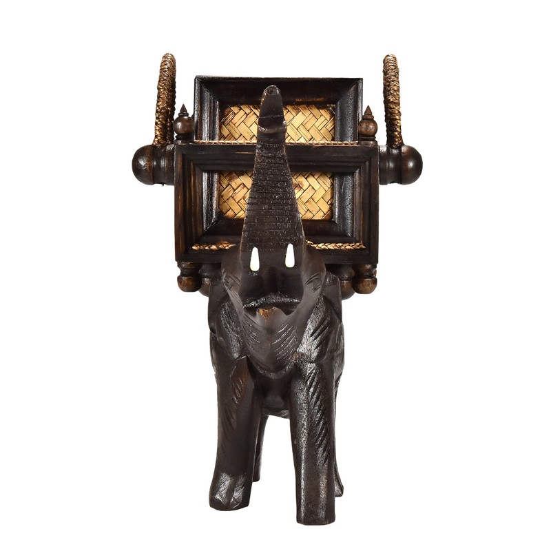 AeraVida Proud Elephant Hand Carved Square Set of 6 Coaster