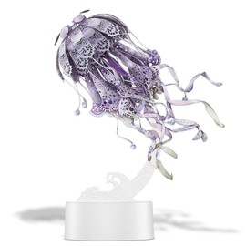 Piececool 3D Puzzle Metal Jellyfish, 3D Metal Puzzle Marine Biological Model for 340 Stainless Steel, Full Metal, Birthday Gift, Adult Model Kit, 61 Pieces (Purple)