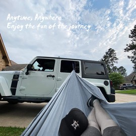 NATUREFUN Ultra-Light Travel Camping Hammock | 300kg Load Capacity,(300 x 200 cm) Breathable,Quick-drying Parachute Nylon | 2 x Premium Carabiners,2 x Nylon Slings Included | For Outdoor Indoor Garden